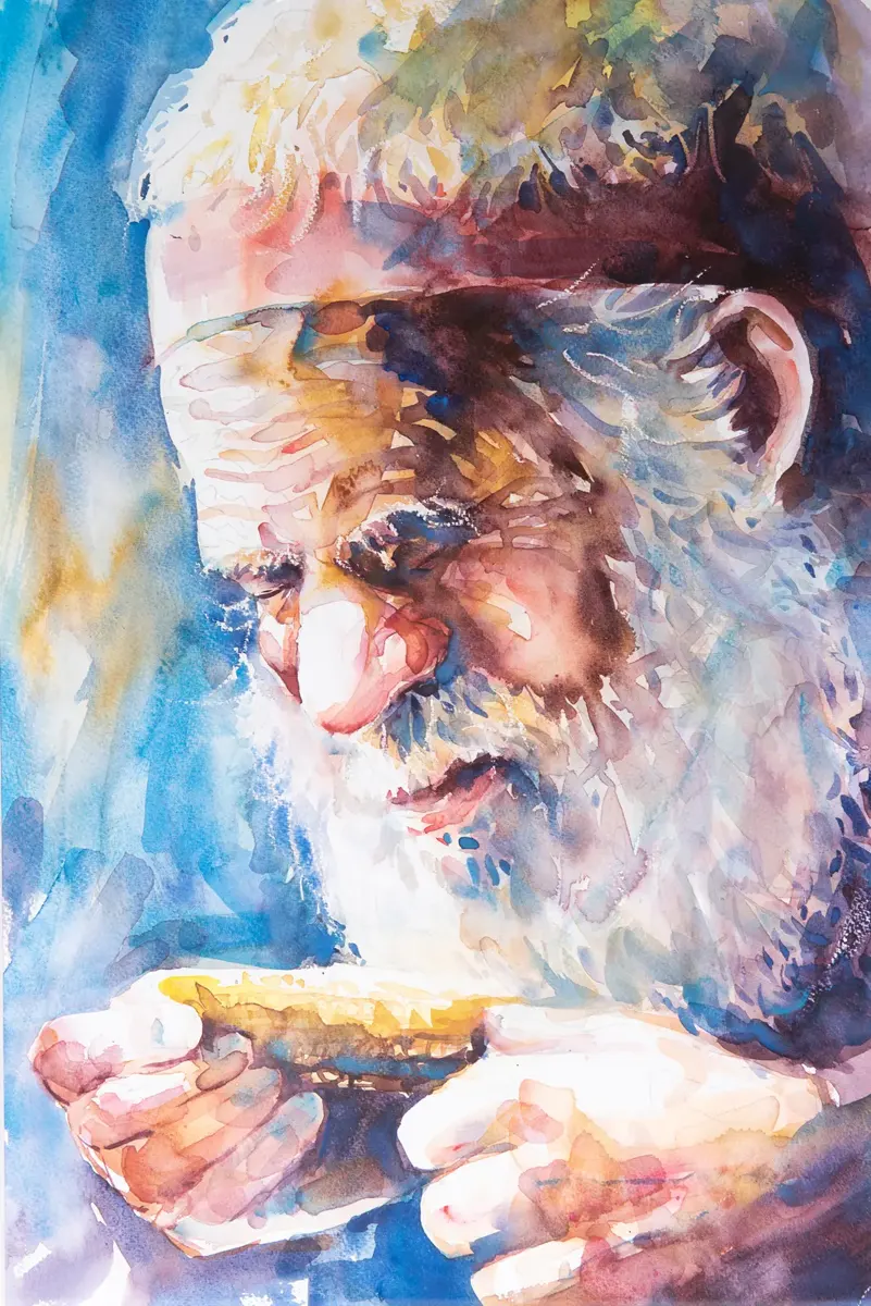 Man With Corn Watercolour By Diane McEntee Man With Corn Watercolour By Diane McEntee